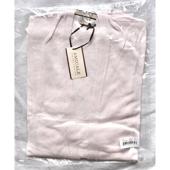 AMICALE NWT COTTON/VISCOSE/CASHMERE OPEN FRONT LIGHT PINK CARDIGAN. SIZE S - Picture 8 of 9